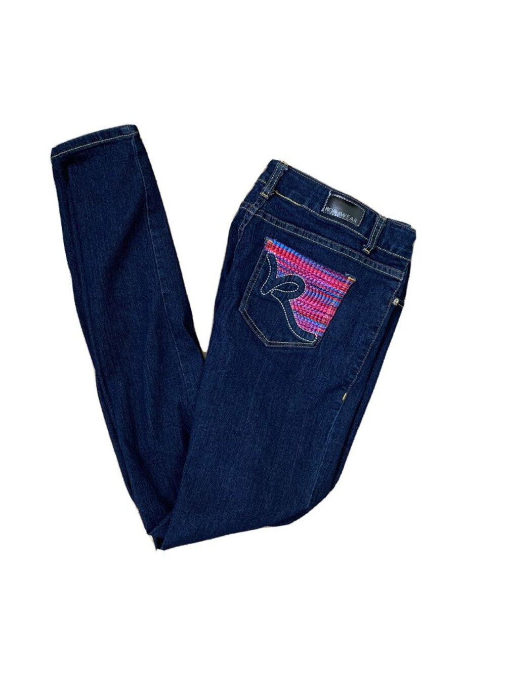Rocawear Skinny Embroidered Pocket Jeans Juniors Size 9 Dark Wash